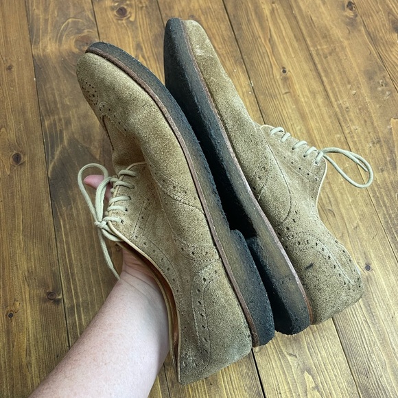 Peter Millar suede tan wingtip Oxford shoes gum soles Mens size 11 - Picture 6 of 10